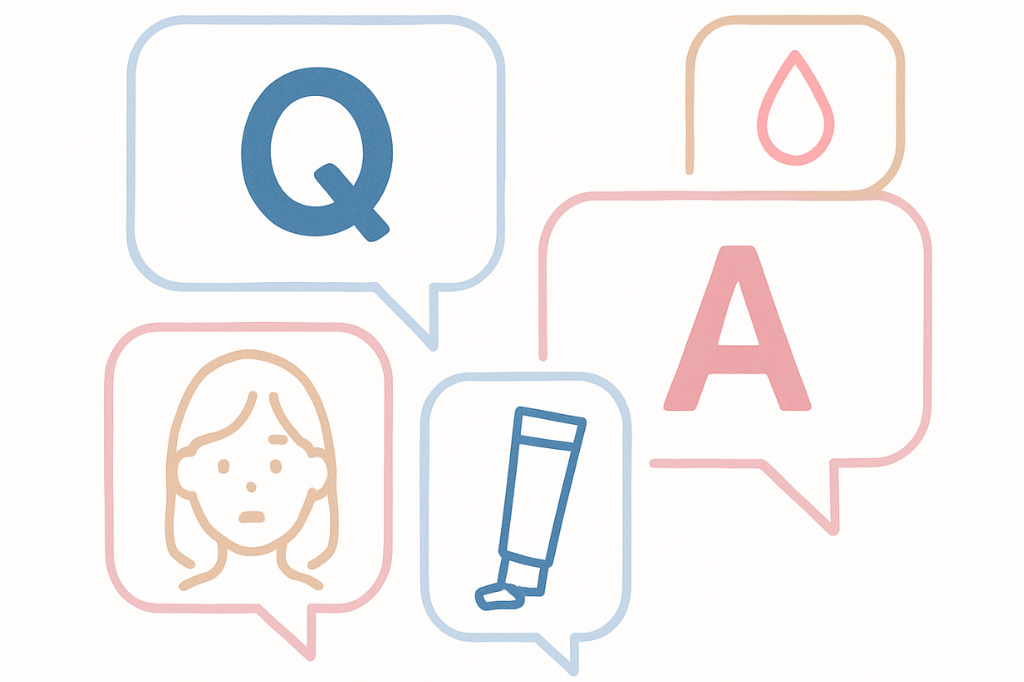肌に関するよくある質問（FAQ）をイメージしたアイコンと吹き出しの構成