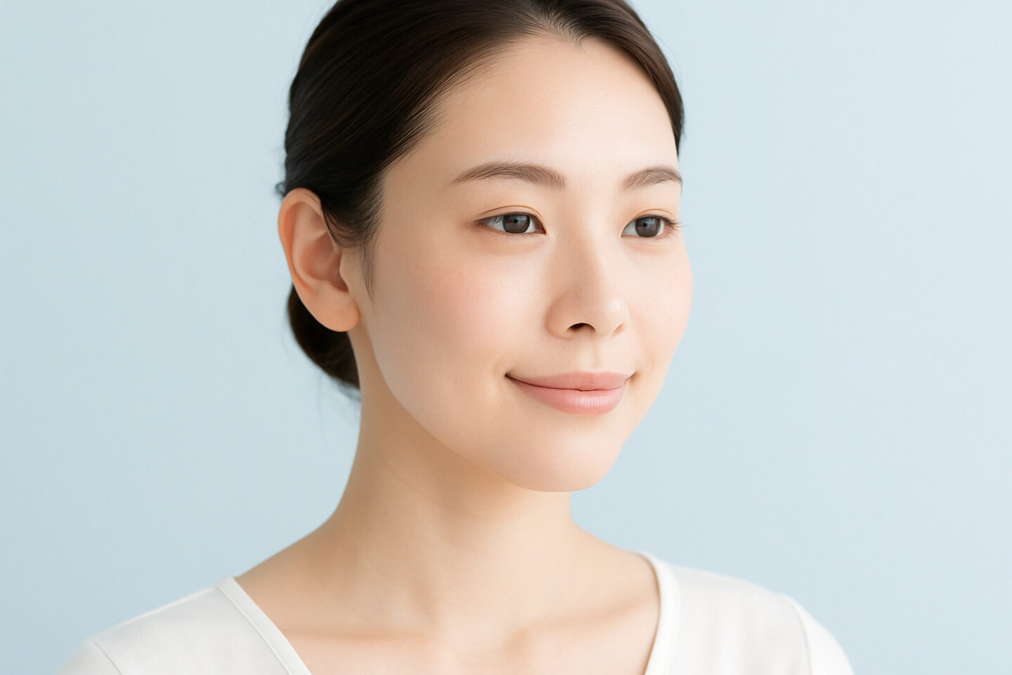 毛穴の開きを防いで美肌を保つ女性の笑顔
