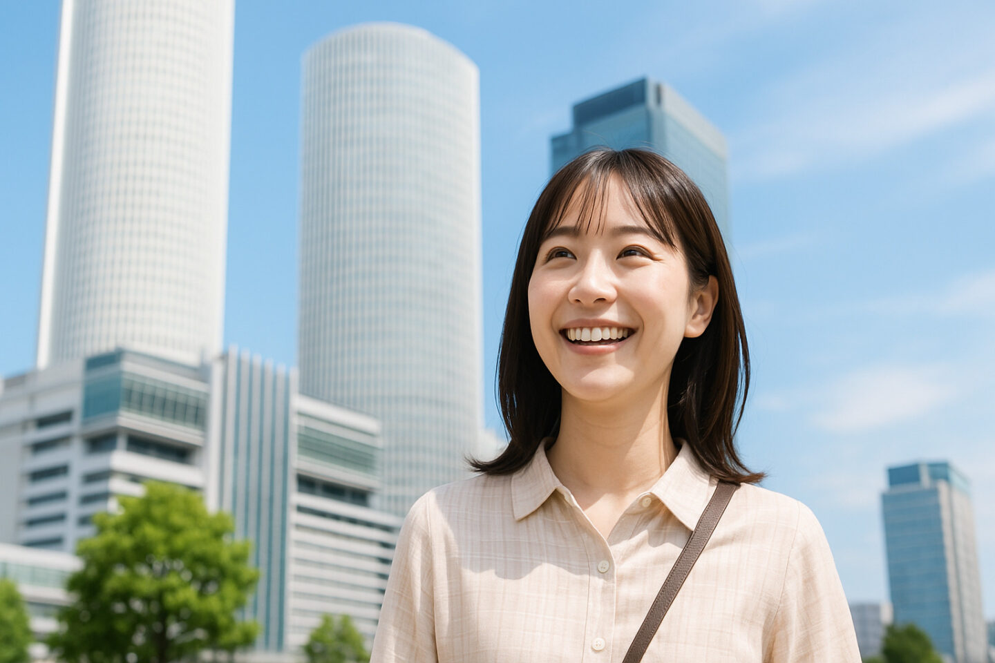 名古屋・名駅で自分に合った皮膚科を見つけて安心して通院する女性の笑顔