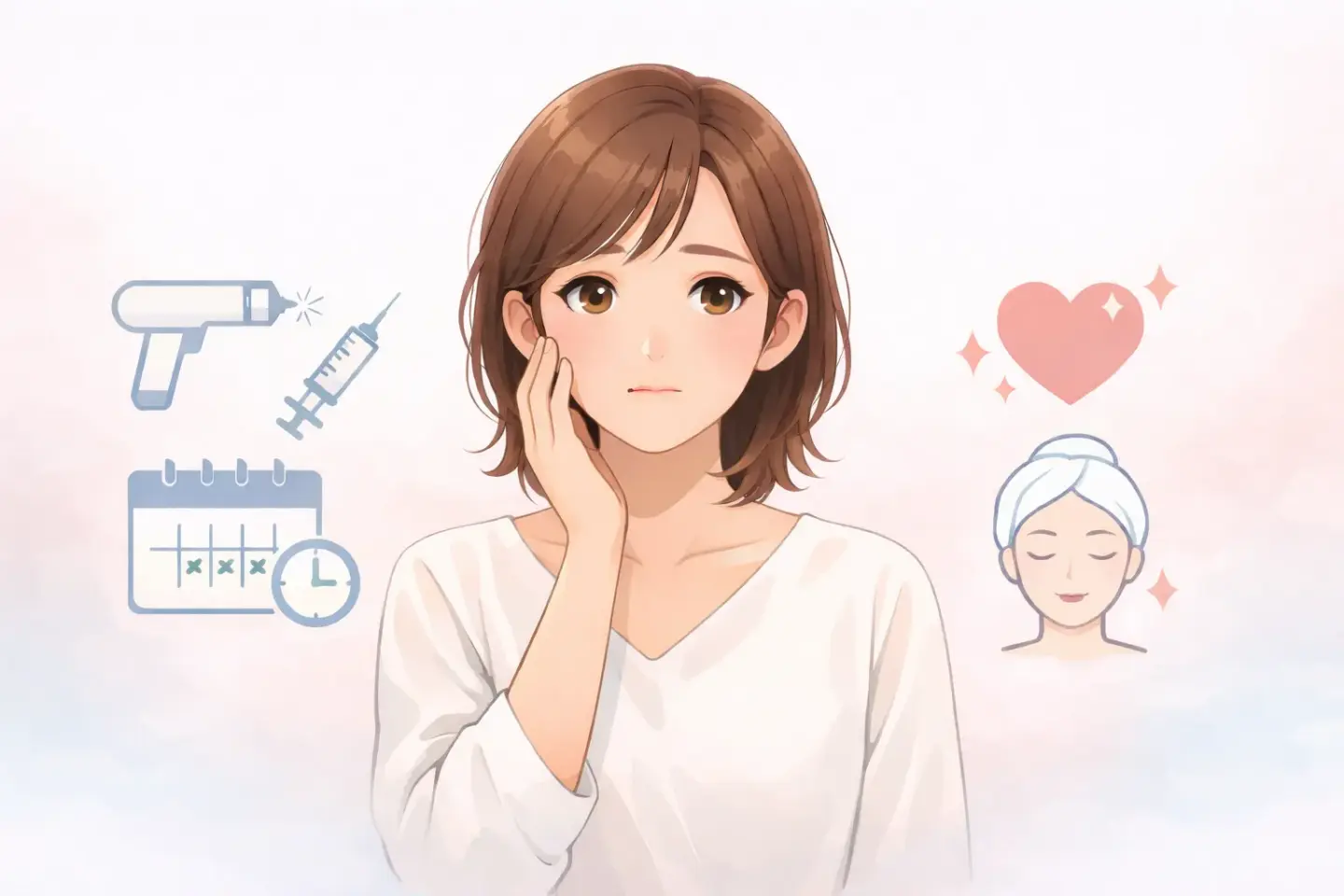 ピコフラクショナルのダウンタイムや痛みの目安を表したイメージ