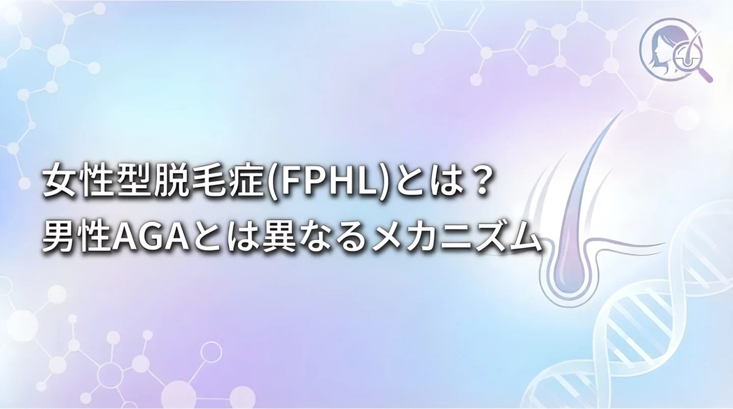 女性型脱毛症（FPHL）とは何かを解説するイメージ図｜男性AGAとのメカニズムの違い