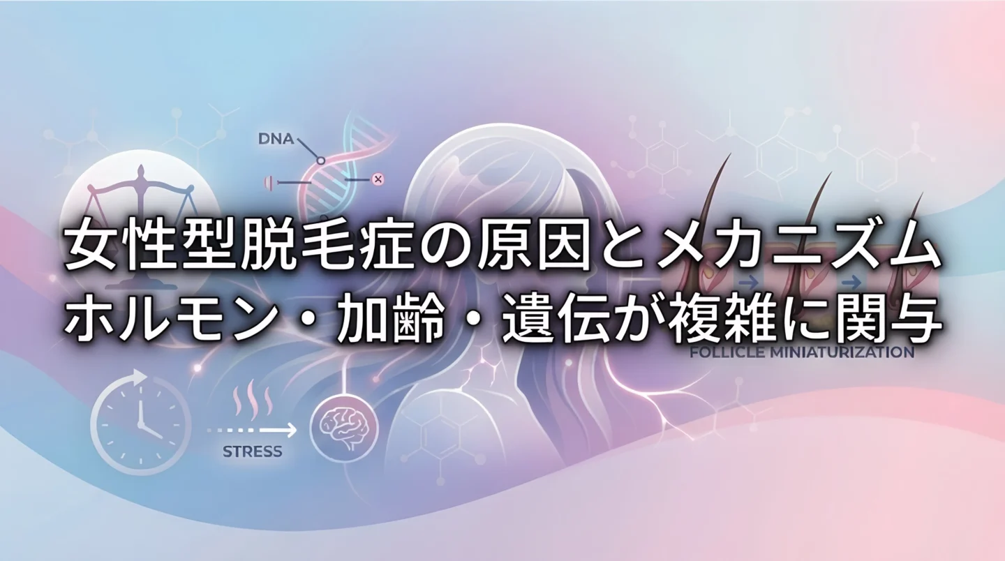 女性型脱毛症の原因と発症メカニズム|ホルモン・加齢・遺伝が関与する仕組み