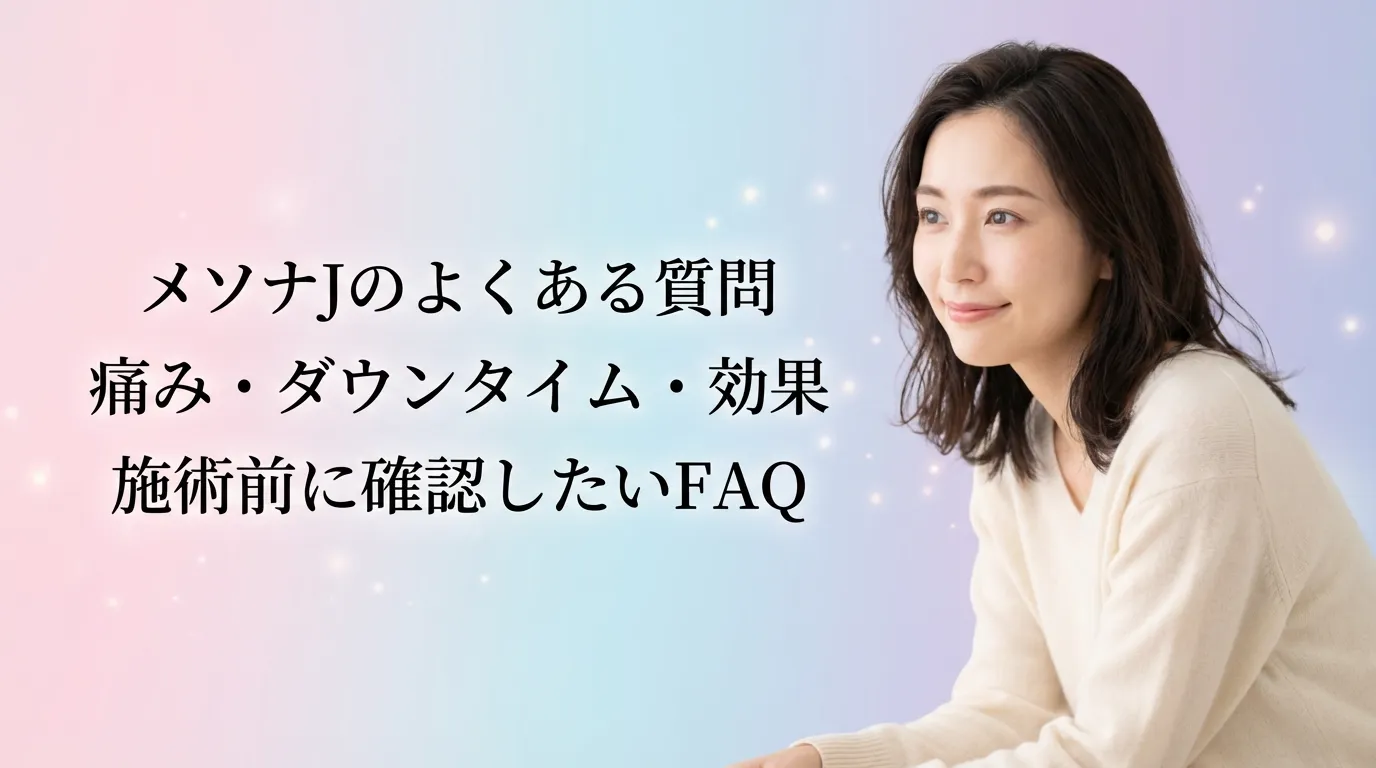 メソナJの痛みやダウンタイム、効果について施術前に確認したいよくある質問をイメージしたビジュアル