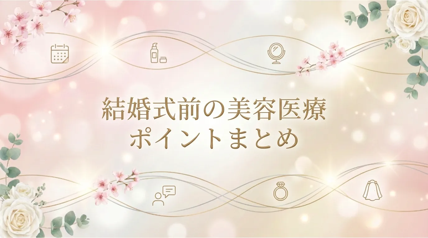 結婚式前の美容医療のポイントをまとめた総括イメージ