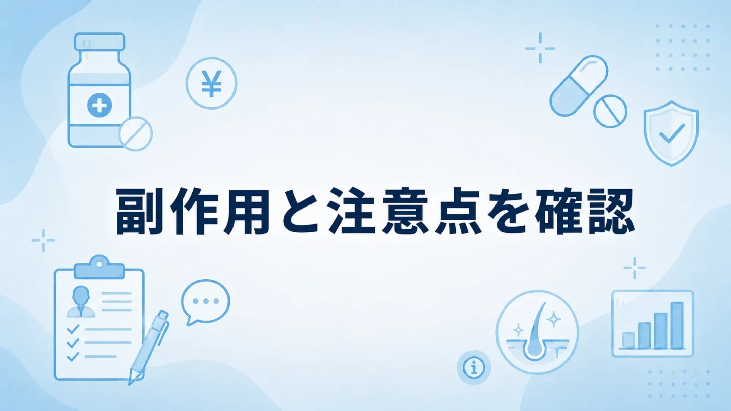 AGA治療薬の副作用や注意点を確認し医師への相談を促すまとめ画像