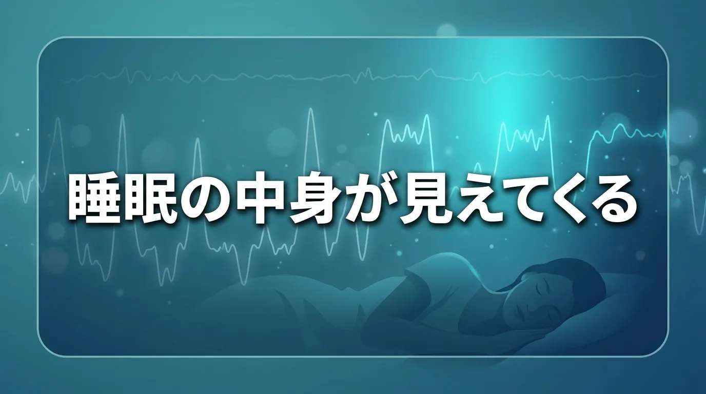 睡眠中の女性と脳波の波形で睡眠の状態を示すイメージ