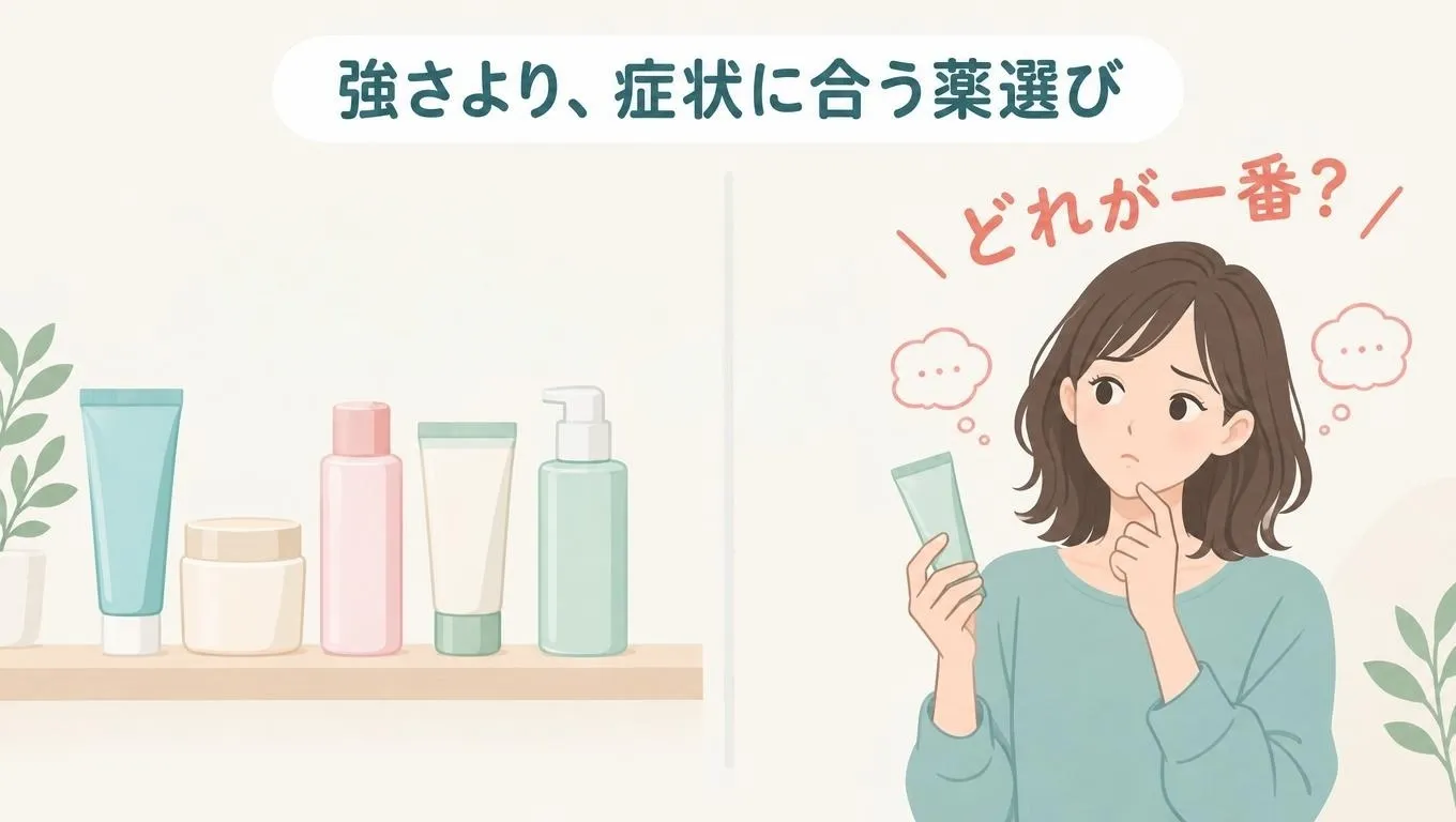 赤ニキビの市販薬を症状に合わせて選ぶイメージ