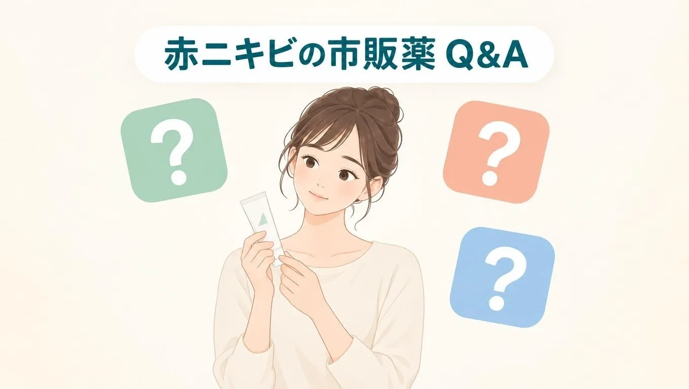 赤ニキビの市販薬に関するよくある質問をイメージしたイラスト